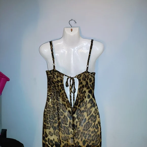 Sheer Leopard Print Maxi Dress - Picture 5 of 10